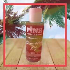 PINK Victoria's Secret Strawberry Dip Body Mist - Pink and Green